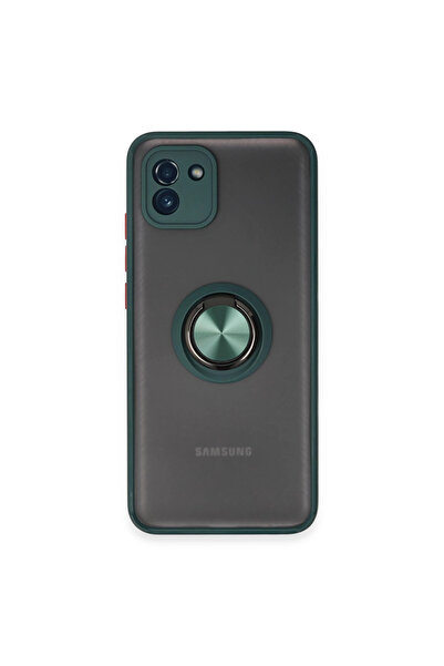 AL - KAR TİCARET جراب سامسونج جالاكسي A03 غطاء سيليكون مونتريال مع حلقة - أخضر