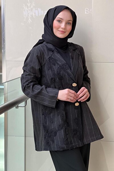 Ghisa Jacket Striped Embossed Floral Embroidered Pants Suit