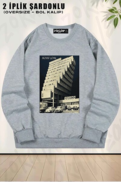 ZOKAWEAR Unisex Molchat Doma Etazhi Stairs cu imprimeu supradimensionat guler...