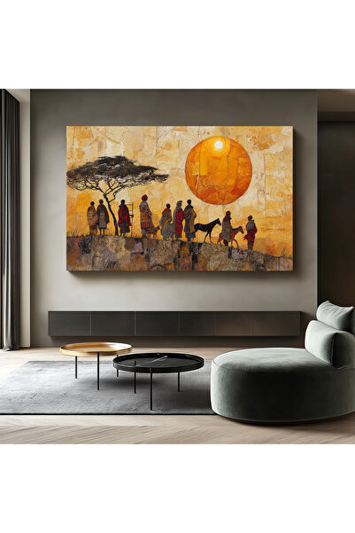 idora Afrika Ritimleri Müzisyenler Temalı Kanvas Tablo, Etnik ve Renkli Sanat...