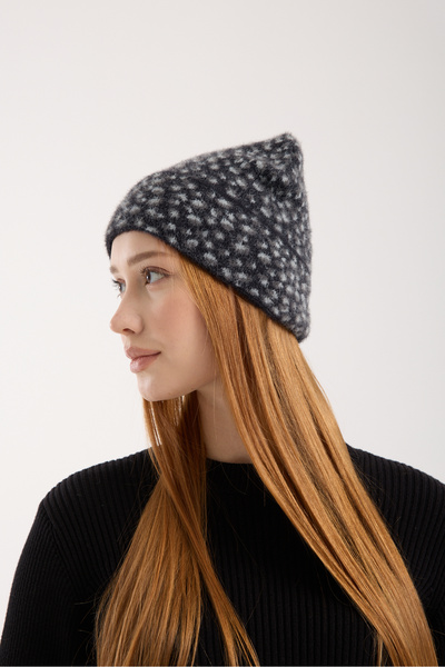 OX-RA Black Leopard Patterned Plush Folded Beret