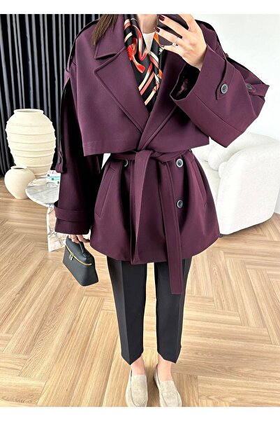 Lady Pixie Women's Premium Quality Medium Length Trench Coat