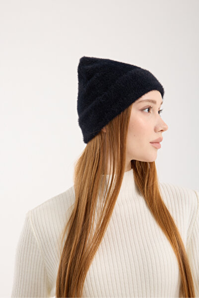 OX-RA Black Plush Folded Bearded Beret