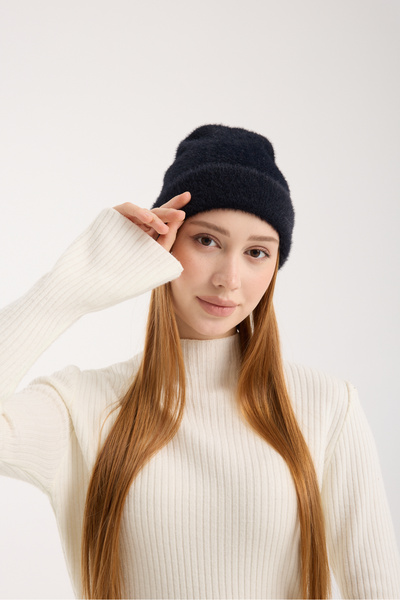 OX-RA Black Plush Folded Bearded Beret