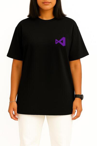 Bahriyeli Collection Oversized Visual Studio Logo Pocket Design Unisex T-Shirt