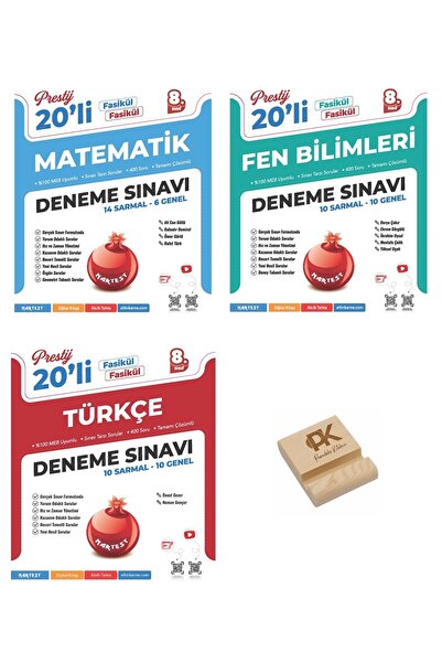 Nartest Yayınları Nartest LGS 8. Sınıf Prestij 20li Matematik Fen ve Türkçe D...