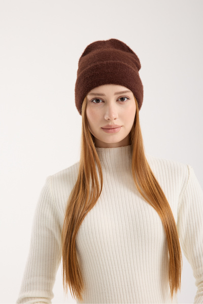 OX-RA Brown Plush Folded Bearded Beret