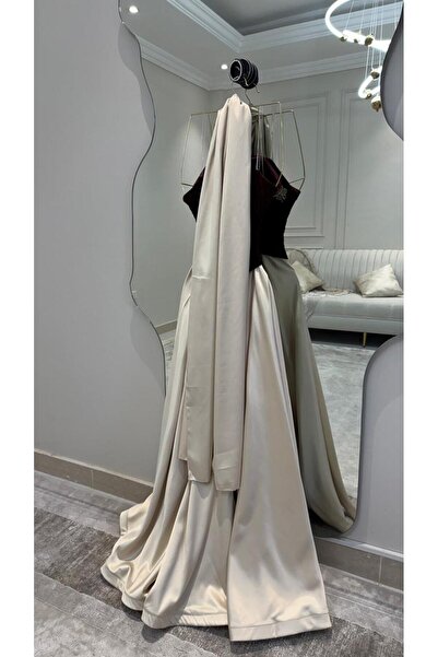 MALAZ velvet and satin evening dress