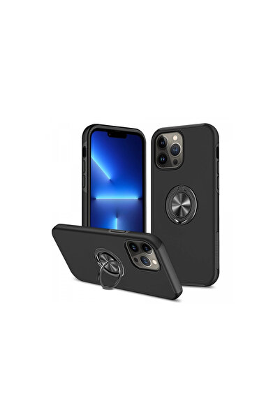 Twin Store غطاء حماية للهاتف الأيفون 13 مع حلقة النخبة - أسود