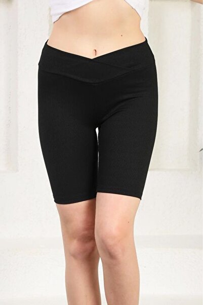 Alışveriş Sokağı Corded Fabric Shorts Black Color