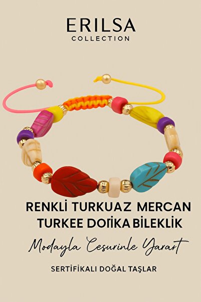 Erilsa Certified Leaf-Colored Turquoise Coral Dorica Stone Bracelet – Be Brav...