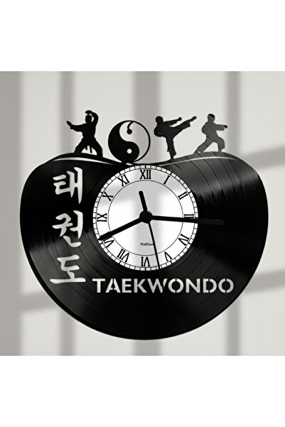 Handmade Taekwondo Temalı El Yapımı Vinil Plak Duvar Saat