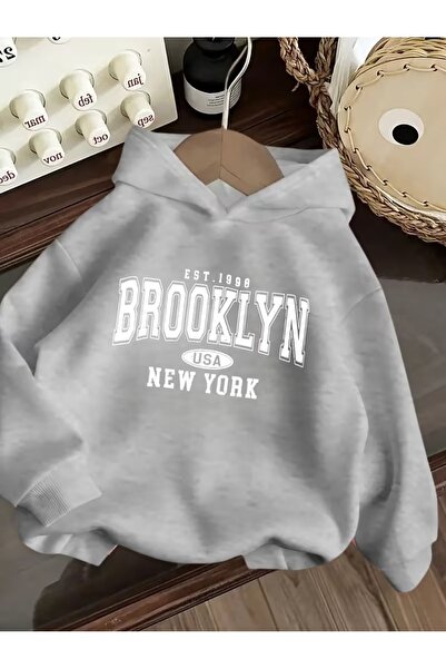 buendiakids سويت شيرت بقلنسوة للأطفال من البنات/الأولاد باللون الوردي بروكلين...