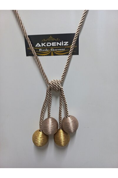 Akdeniz Perde Aksesuar 4 toplu kornişe baglamalı vizon ve gold renk brachol