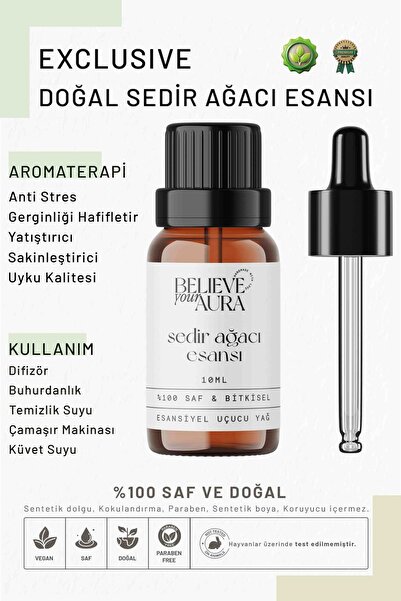 Believe Your Aura Bitkisel Sedir Ağacı Esansı - %100 Saf Buhurdanlık Difüzör ...