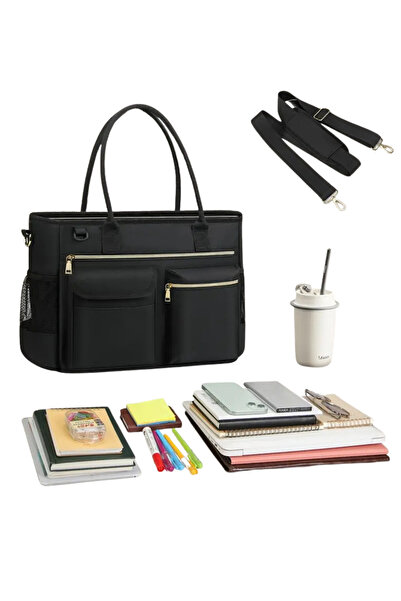 woys Black Color Women's Shoulder Bag with 2 Years Warranty - Teacher Briefcase
