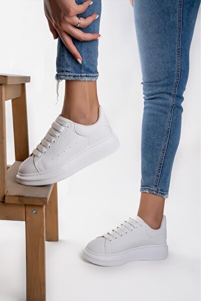 Cochines Women Men White Thick High Sole Daily Walking Sports Shoes Sneaker