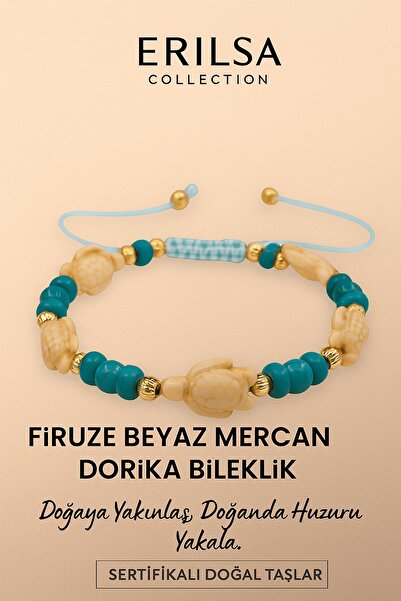 Erilsa سوار من حجر المرجان الأبيض والفيروز المعتمد من كيرتليج دوريكا – استمتع بهدوء الطبيعة على معصمك