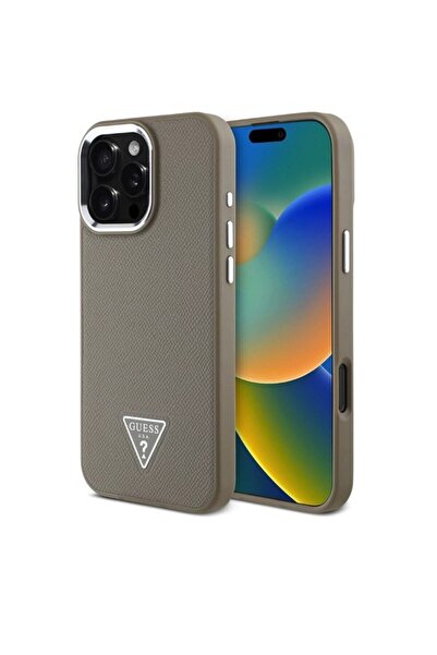 Guess Original iPhone 16 Pro case, French design, made of leather and silicone with wireless charging support from Cg Mobile