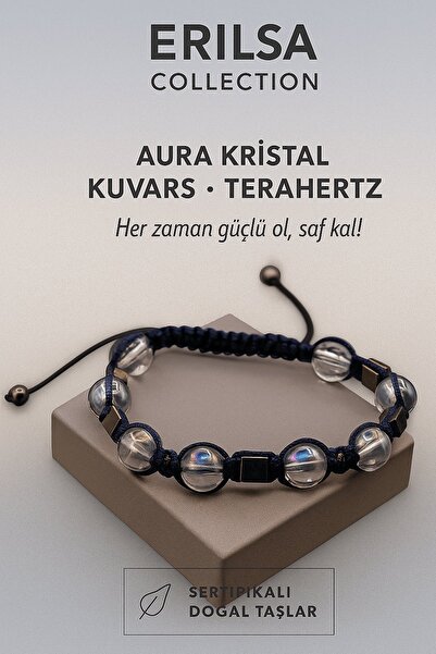 Erilsa Sertifikalı Aura Kristal Kuvars Terahertz Taşı Bileklik – Her Zaman Gü...