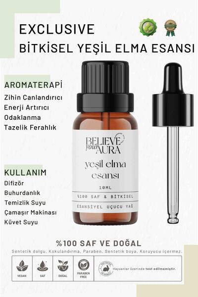Believe Your Aura Doğal Yeşil Elma Esansı - %100 Saf ve Bitkisel Buhurdanlık ...