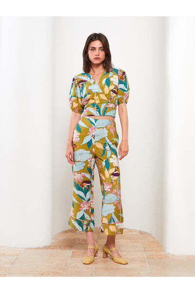 LC Waikiki Mixed High Waist Standard Fit Floral Women's Capri