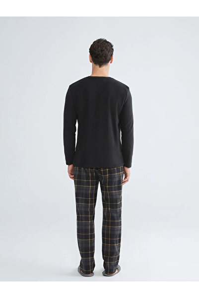 LC Waikiki Standard Mold Plaid Fleece Men's Pajamas Set