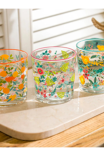 LC Waikiki Çiçek Printed Glass Cup Set 3-Piece 380 ml