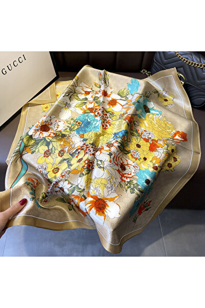 Inno 70x70 cm Premium Saten Desenli Fular
