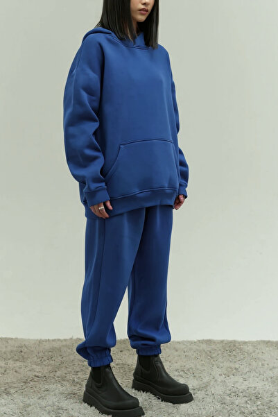 ruNadeS Women's Fleece Wide Fit Hooded Sweatpants Set with Elastic Legs - Sports