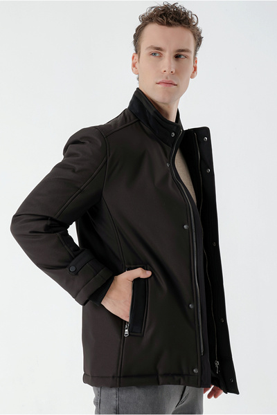 Morven Men's Black Aston Dynamic Fit Casual Cut Coat with Snap Fasteners and Side Pockets