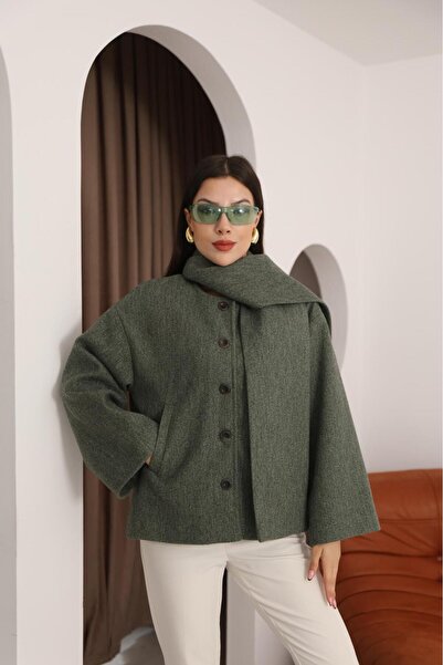 Leo Ferre Women's Cashmere Shawl Collar Winter Coat with Front Buttons. 1211