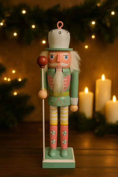 Fillikutum تمثال كسارة البندق الخشبية بطول 25 سم - ديكور يدوي الصنع لعيد المي...