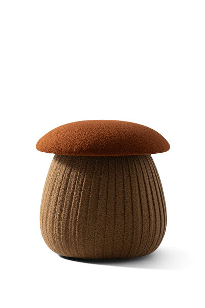 Saloni Smurf Turuncu Peluş Döşemeli Mantar Puf