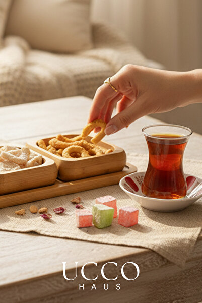 UCCO Bamboo 3-Piece Breakfast Set & Serving Tray & Snack Bowl |   Jam Bowl & Chocolate Bowl & Honey |   Kase Seti