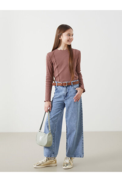 LC Waikiki Pantaloni de jeans pentru fete LCW Kids cu talie elastică reglabilă