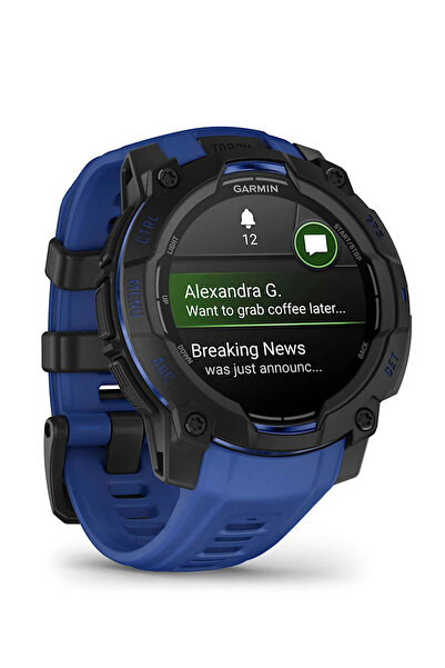 Garmin Instinct 3 45 mm Amoled Siyah Mavi Silikon Kayışlı Akıllı Saat