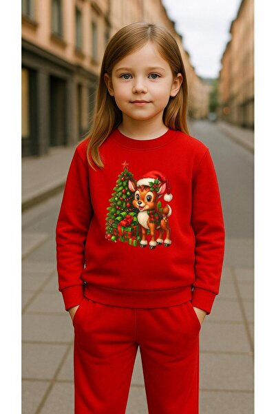 playwear Παιδικό Φούτερ Σετ με στάμπα DEER TREE για Κορίτσια και Αγόρια, με λ...