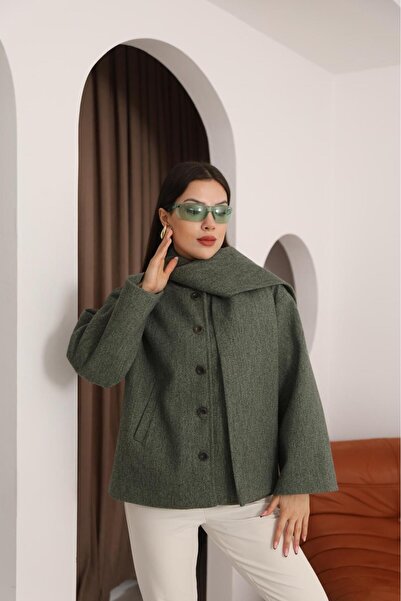 Leo Ferre Women's Cashmere Shawl Collar Winter Coat with Front Buttons. 1211