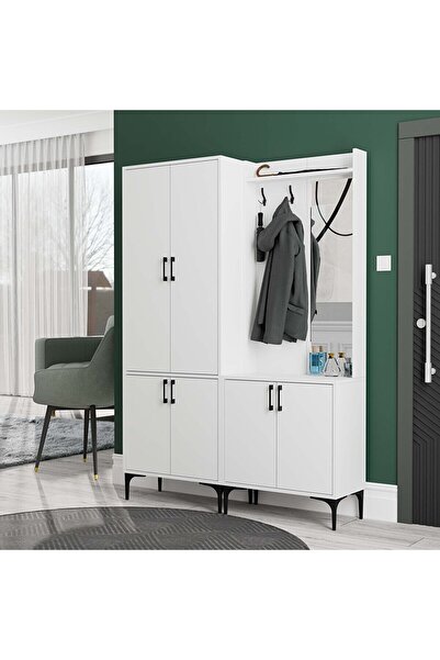 Mezza Set 5030-5010 Royal Sağ Aynali 6 Kapakli 7 Askili Portmanto Beyaz