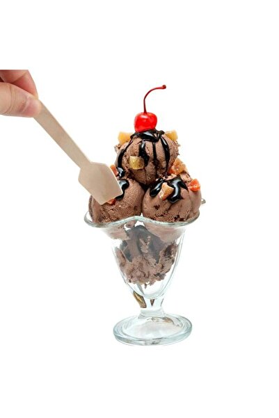 Mu Art Ahşap Wooden Ice Cream Spoon Square 95mm 100 Pieces
