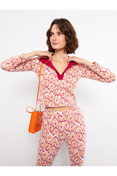 LC Waikiki Langärmliger Damen-Strickpullover mit Polokragen-Muster