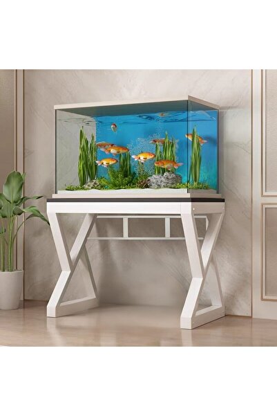 anka design Hekate Akvaryum Sehpasi Beyaz- Antrasit