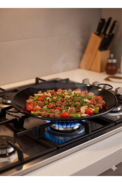 Kırmızı Beyaz Home Emaye Yanmaz Yapışmaz Kaplamalı Saç Tava | Kavurma, Et ve Sebze Pişirme Tavası 30 cm