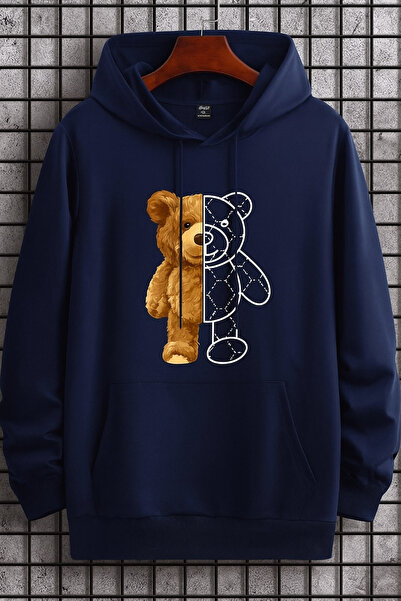 CLASSY.MODA سويت شيرت للجنسين بغطاء رأس بثلاثة خيوط O قصة فضفاضة K بنمط نصف د...