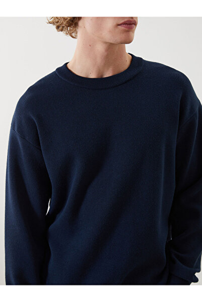 LC Waikiki LCW Casual Синій велосипедний комір з довгими рукавами Чоловічий трикотажний светр