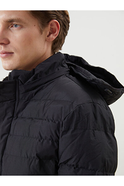 LC Waikiki Black Standard Fit Hooded Men's Puffer Jacket