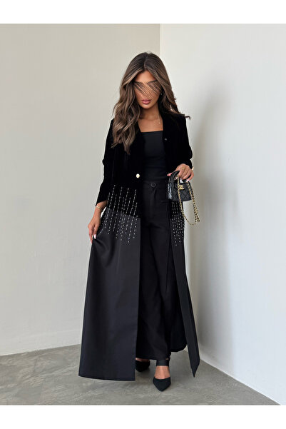 AYA MWT558 - Velvet Abaya with Taffeta Embroidery