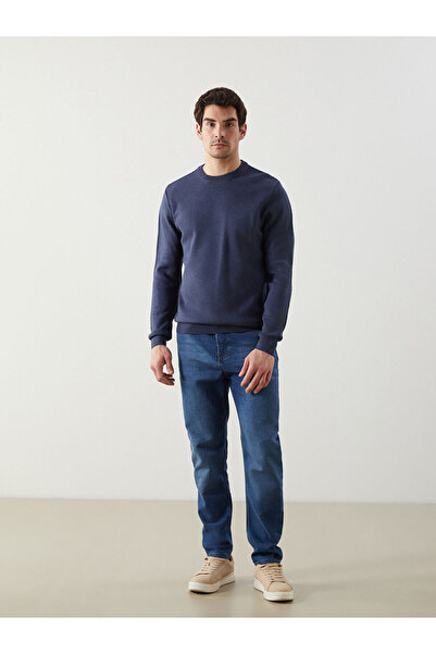 LC Waikiki LCWAIKIKI Classic Indigo B guler rotund Pulover pentru bărbați cu mânecă lungă