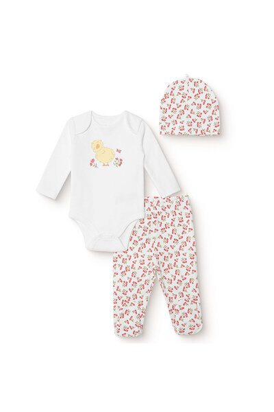 ebebek Hello Baby HelloBaby Kız Bebek Body-Patikli Alt-Şapka İnterlok Bisikle...